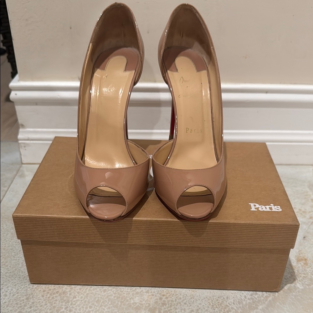 Christian Louboutin Nude Peep Toe Heels